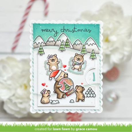 Lawn Fawn - Lawn Cuts - Reveal Wheel Little Snow Globe: Bear Add-On Dies