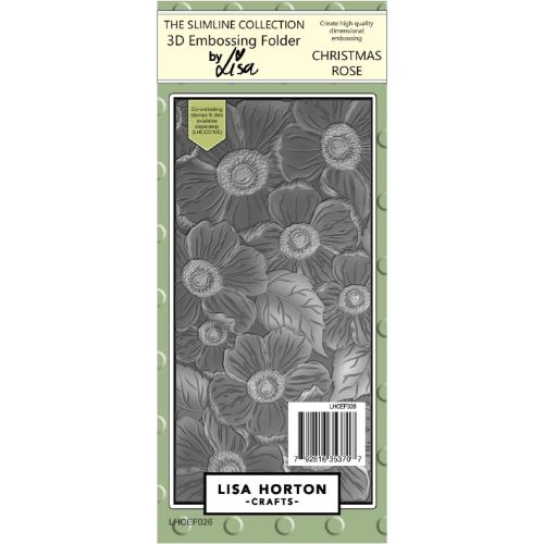 Lisa Horton Christmas Rose Slimline 3D Embossing Folder