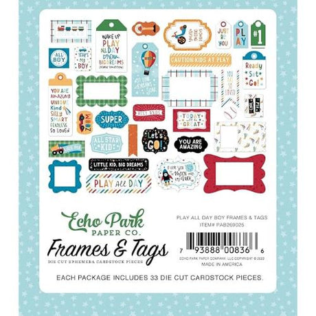 Echo Park Paper - Play All Day Boy Frames & Tags