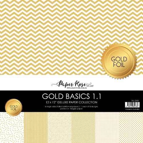 Paper Rose Studio - Gold Basics 1.1 12x12 Paper Collection - Postage as per Actual