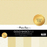 Paper Rose Studio - Gold Basics 1.1 12x12 Paper Collection - Postage as per Actual