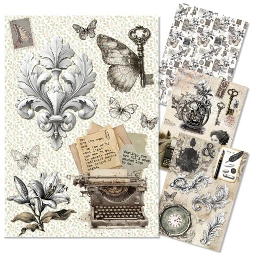 Ciao Bella Typographic A4 Rice Paper Mixed (4pcs) (CBRA011)