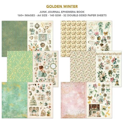 Ciao Bella Golden Winter A4 Junk Journal Ephemera Book (32pcs) (CBB032)