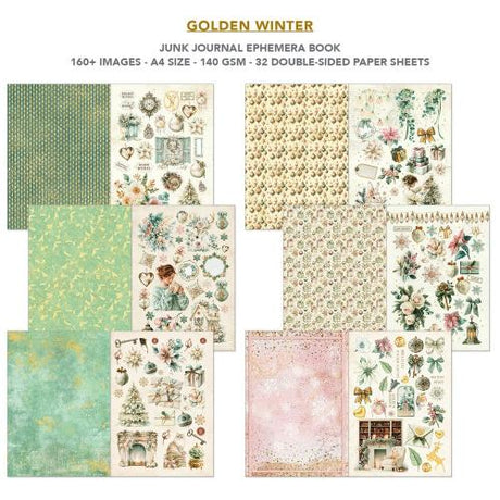 Ciao Bella Golden Winter A4 Junk Journal Ephemera Book (32pcs) (CBB032)