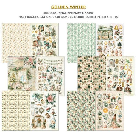 Ciao Bella Golden Winter A4 Junk Journal Ephemera Book (32pcs) (CBB032)