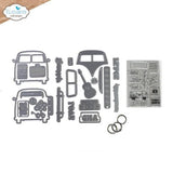 Elizabeth Craft Metal Die & Stamp Kit Retro Bus - Postage as per Actual