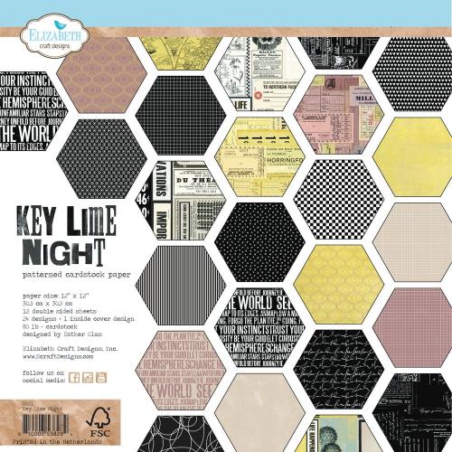 Elizabeth Craft Designs From the Past Key Lime Night 12x12 Inch Patterned Cardstock Paper