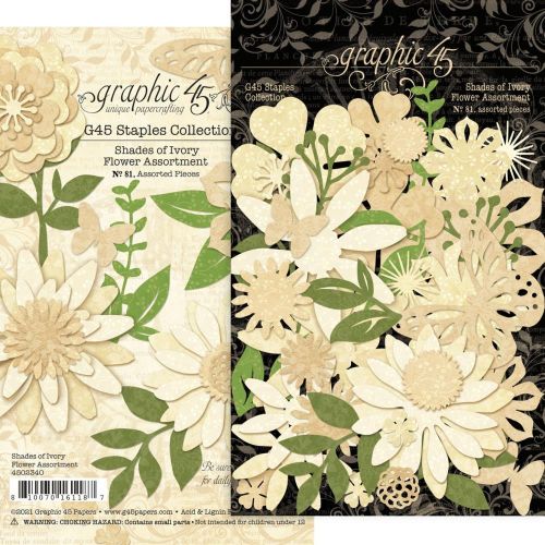 Graphic 45 Staples Flower Assortment Shades Of Ivory