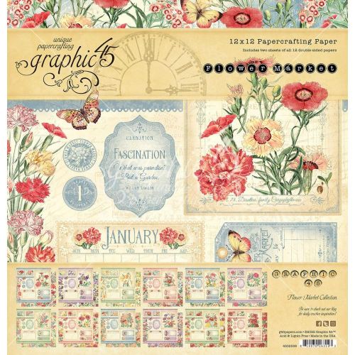 Graphic 45 Collection Pack 12"X12"- Flower Market - Postage as per Actual
