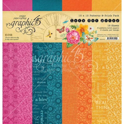 Graphic 45 - Let's Get Artsy 12x12 Patterns & Solids Pack - Postage as per Actual