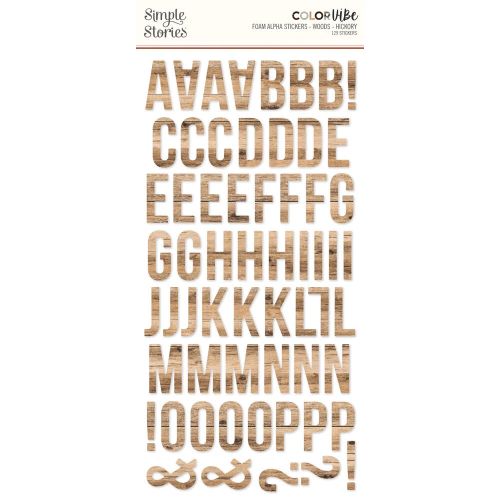 Simple Stories Color Vibe Foam Alpha Stickers Woods Hickory (120pcs) - Postage as per Actual
