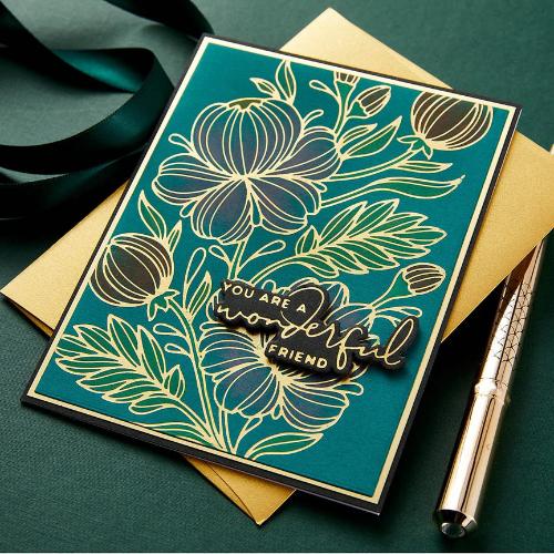 Spellbinders - Glimmering Peonies Glimmer Plate and Stencil Bundle