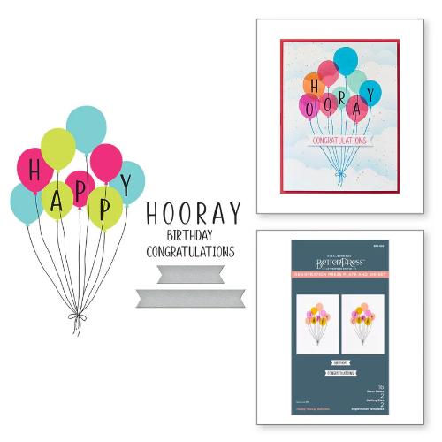 Spellbinders - Happy Hooray Balloons Registration Press Plate & Die Set