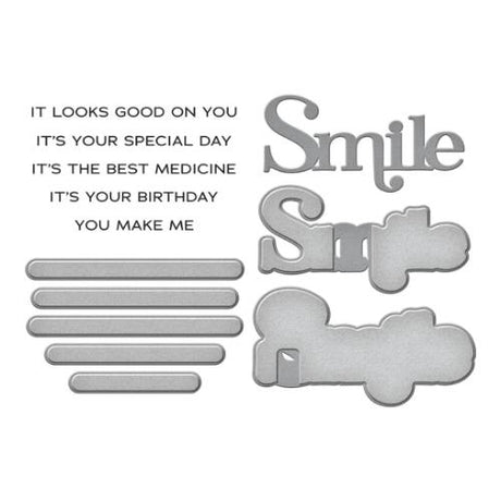 Spellbinders - You Make Me Smile Sentiments Clear Stamp and Die Set