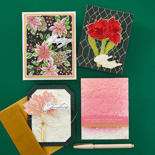 Spellbinder - Festive Poinsettias BetterPress and Stencil Bundle from the Amaryllis Christmas Collection by Yana Smakula