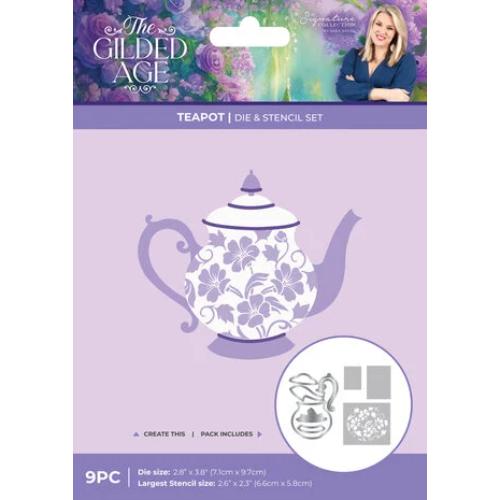 Crafter's Companion The Gilded Age Die & Stencil Set Teapot (SS-TGA-MD-STEN-TE)