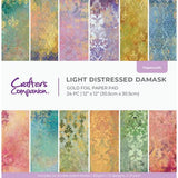 Crafter's Companion Light Distressed Damask 12x12 Inch Gold Foil Paper Pad (CC-PAD12-LDDA) - Postage as per Actual