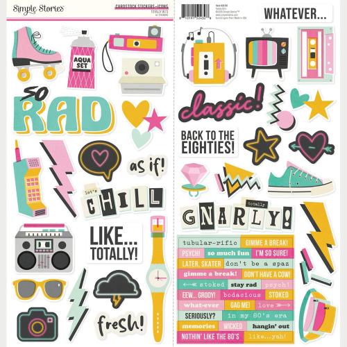 Simple Stories Totally 80's Cardstock Stickers Icons (26701) - Postage as per Actual