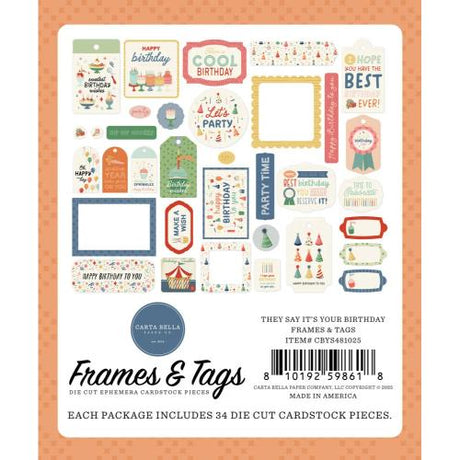 Carta Bella They Say It's Your Birthday Frames & Tags (CBYS481025)