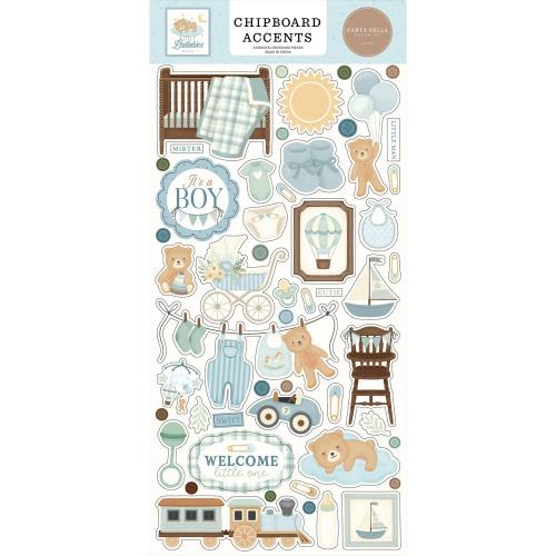 Carta Bella Little Lullabies Baby Boy Chipboard Accents (CBLUB485021) - Postage as per Actual