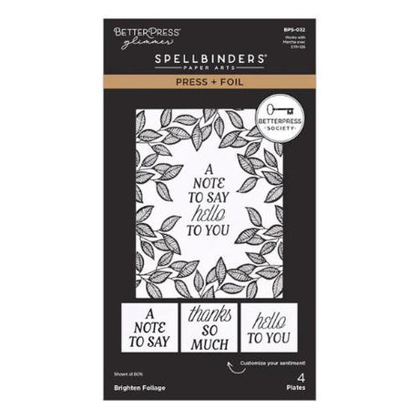 Spellbinders - Brighten Foliage Press Plates + Free Gift Stencil - BetterPress Society May 2026