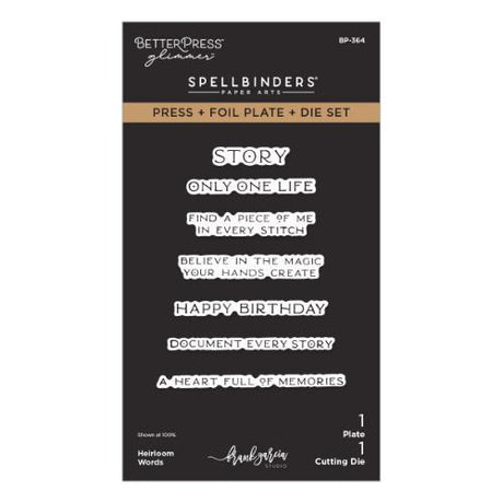 Spellbinders - Heirloom Words Press + Foil Plate & Die Set by Frank Garcia