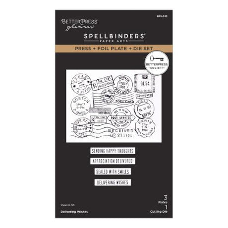 Spellbinders - Delivering Wishes Press Plate & Die Set - BetterPress Society June 2026