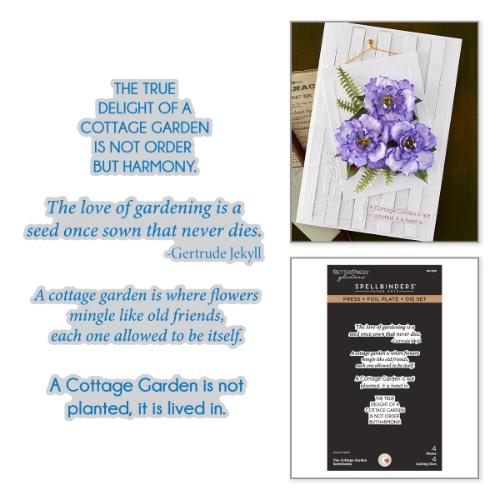 Spellbinders - The Cottage Garden Sentiments Press + Foil Plate & Die Set by Susan Tierney-Cockburn