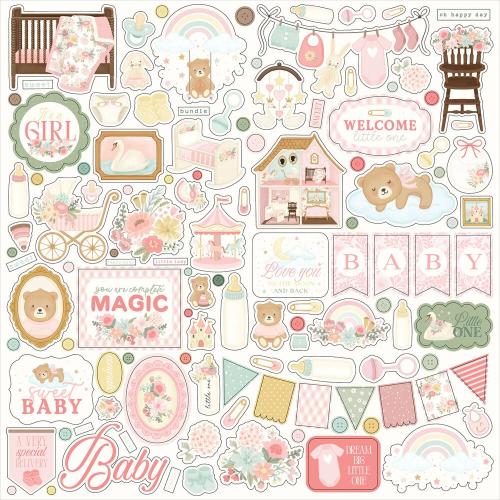 Carta Bella Little Lullabies Baby Girl 12x12 Inch Element Sticker (CBLUG486014) - Postage as per Actual