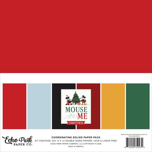 Echo Park Mouse And Me Christmas 12x12 Inch Coordination Solids Paper Pack (MMC520015) - Postage as per Actual