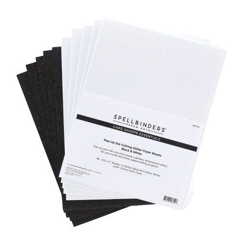 Spellbinders - Pop-Up Die Cutting Glitter Foam Sheets - Black & White