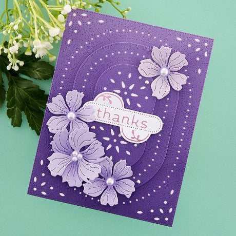 Spellbinders - Stylish Oval Hello You Floral Etched Dies
