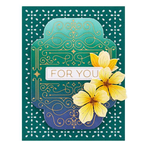 Spellbinders - Four Petal Scroll Label Glimmer Hot Foil Plate & Die Set