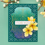 Spellbinders - Four Petal Scroll Label Glimmer Hot Foil Plate & Die Set