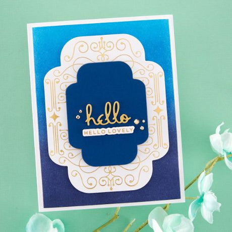 Spellbinders - Four Petal Scroll Label Glimmer Hot Foil Plate & Die Set