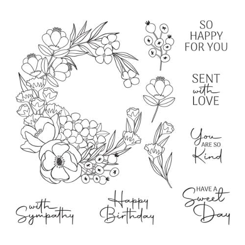 Spellbinders - Four Petal Sweet Day Flowers Clear Stamp Set