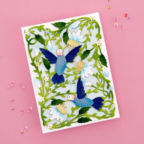 Spellbinders - Delicate Floral Hummingbirds Etched Dies