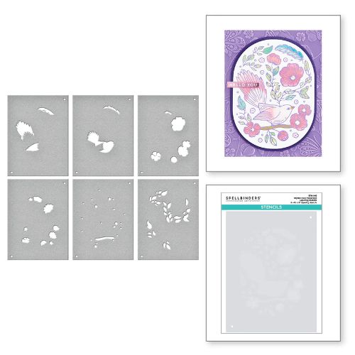 Spellbinders - Stylish Oval Floral Bird Layering Stencils