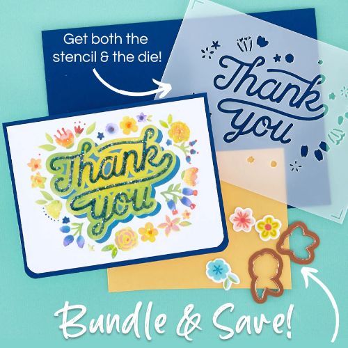 Spellbinders - Floral Thank You Stencil and Die Bundle