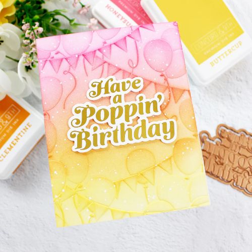 Spellbinders - Glimmering Poppin‚Äô Birthday Hot Foil Plate & Die Set