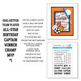 Spellbinders - All-Star Sentiments Clear Stamp Set by Justine Dvorak