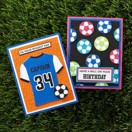 Spellbinders - Sports Talk Embossing Folder by Justine Dvorak