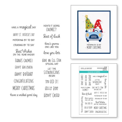 Spellbinders - Gnome Drive Sentiments Clear Stamp Set