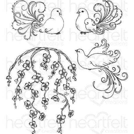 Heartfelt Creations - Flowering Dogwood & Doves Stamp HCPC-3775