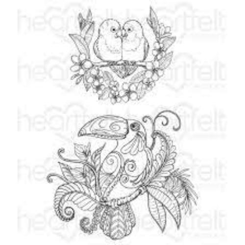 Heartfelt Creations - Tropical Parrots Stamp HCPC-3784
