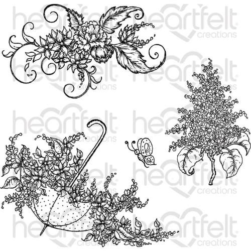 Heartfelt Creations - Lush Lilac & Umbrella Spray Stamp HCPC-3817