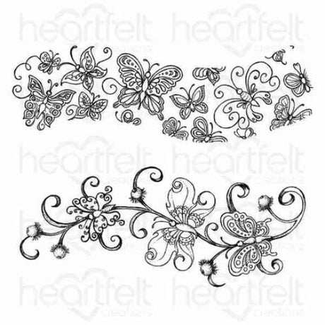 Heartfelt Creations - Butterfly Dreams Border Stamp HCPC-3823