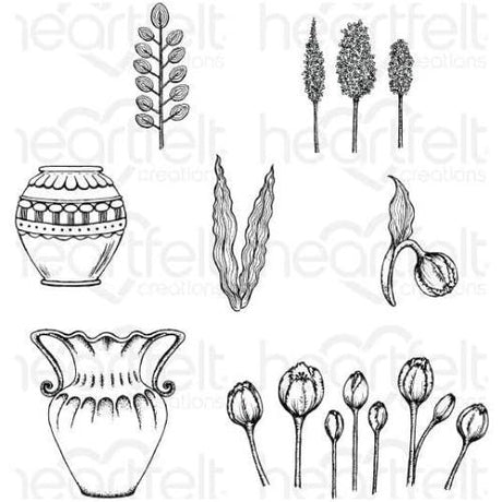 Heartfelt Creations - Tulip Vase & Fillers Stamp HCPC-3860
