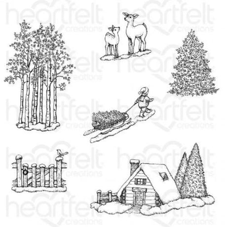 Heartfelt Creations - Woodsy Winterscapes Stamp HCPC-3922