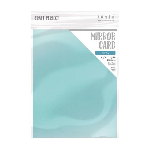 Craft Perfect Satin Mirror Cardstock 8.5"X11" 5/Pkg Satin -Silky Sky